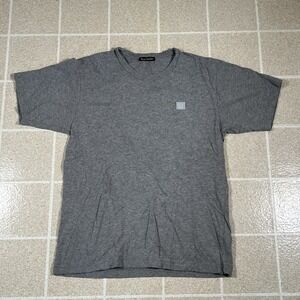 Acne Studios Shirt Mens Medium Nash Face Logo Patch Gray Tee Minimalist Luxury